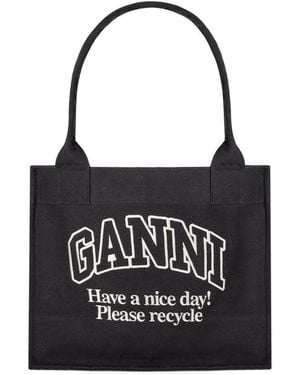 Ganni Phantom Large Shopping Bag - Black