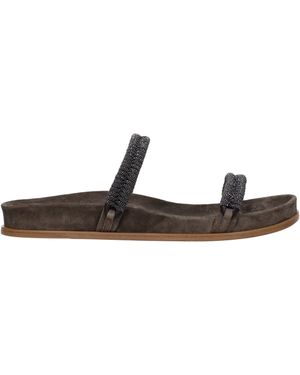 Brunello Cucinelli Slippers En Hoeven Vrouwen Suède Grijs - Bruin