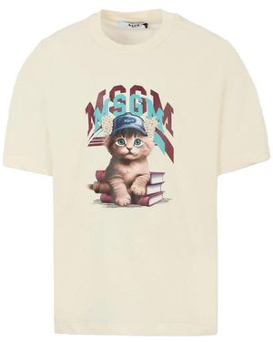 MSGM "Kitty" Logo T-Shirt - White