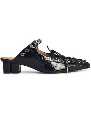 Ganni Mules With Laces - White