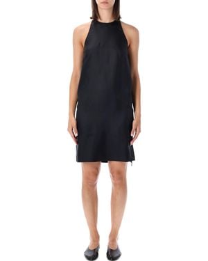 Loulou de Saison Bruna Halter Neck Silk Mini Dress - Black