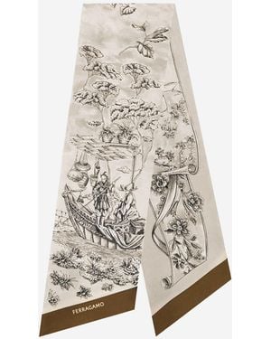 Ferragamo Bandeau de seda con estampado Voyage de - Gris