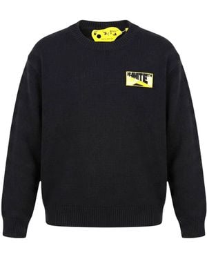 Off-White c/o Virgil Abloh Off-White-Strickpullover mit Logo-Patch - Blau