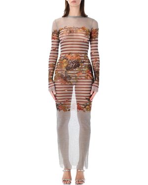 Jean Paul Gaultier Marinière Mesh Long Dress - Multicolour