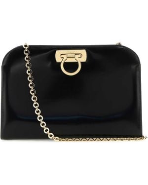Ferragamo Black Leder Clutch - Schwarz