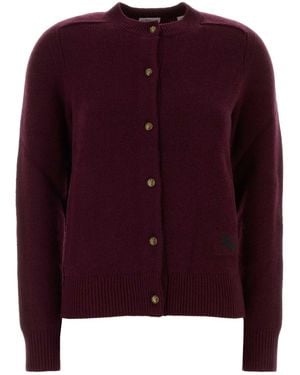 Burberry Cashmere-Blend Stretch Cardigan - Purple