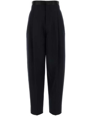 Bottega Veneta Midnight Blue Wool Wide-leg Pant - Black