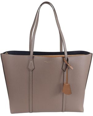 Tory Burch Leather Tote Bag with Top Handles - White