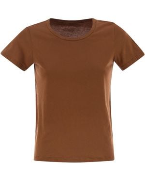 Majestic Crew Neck Short Sleeved Cotton T Shirt - Brown
