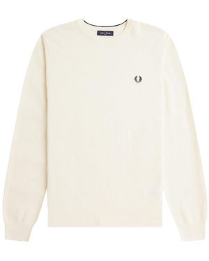 Fred Perry Classic Cotton Jumper For - White