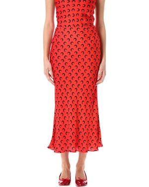 Marine Serre Moon Satin Midi Skirt - Rot