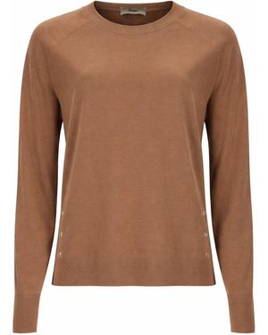 Herno Maglia Con Bottoni Laterali - Brown
