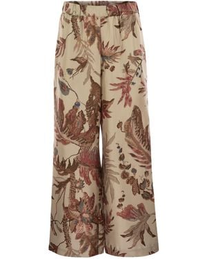 Weekend by Maxmara Weekend Max Mara Temide Printed Silk Twill Trousers - Natural
