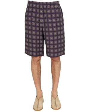 Needles Check Print Bermuda - Purple