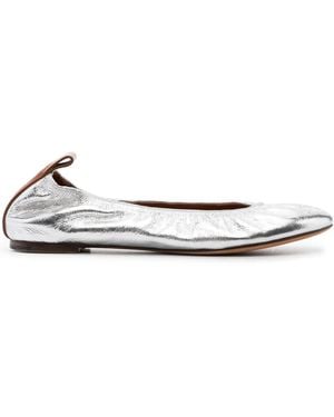Lanvin Metallic Leather Ballerina Shoes - White