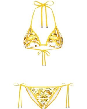 Dolce & Gabbana Triangel-Bikini Majolika-Print - Mettallic