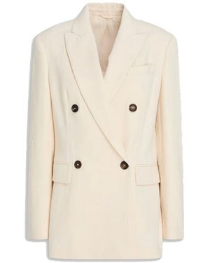 Brunello Cucinelli Cotton Blend Blazer - Natural