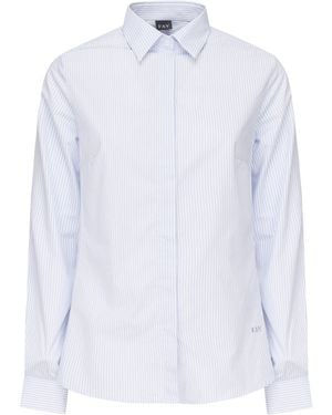 Fay Slim Striped Baumwollhemd in blauem Weiß