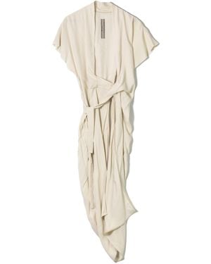 Rick Owens Knee-Length Silk Dress With Wraparound Design - Weiß
