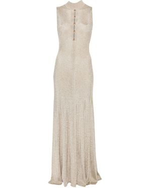 Self-Portrait Lurex Knit Maxi Dress - White