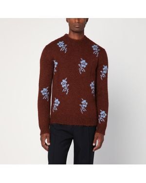Jil Sander Brick Coloured Alpaca Sweater With Embroidery