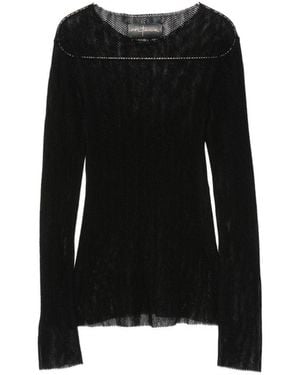 Cortana Top de lana de malla - Negro