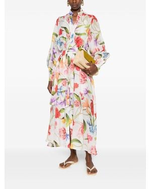 Lavi Bedrucktes langes Kleid - Weiß