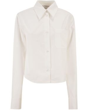 Sportmax Spxceppo Baumwoll-Crop-Top mit plissiertem Rücken - Weiß