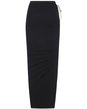 Rick Owens Cotton Long Skirt - Black