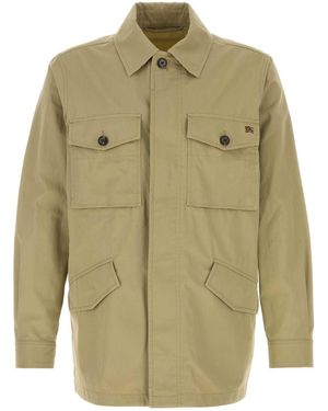 Burberry Sage Green Cotton Bradmore Overcoat