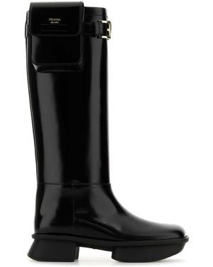 Prada Leather Boots - Black