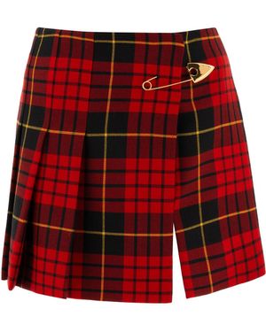 McQueen Tartan Miniskirt Gonne Rosso-Donna