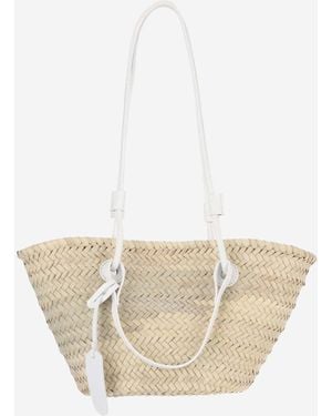 Filippo Catarzi 1910 Straw Bag With Logo - Natural