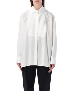 Golden Goose Oversized Cotton Shirt With Pleated Bib And Jewel Buttons - White