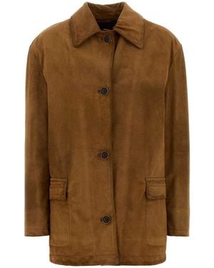 SANTORO Giacca Camicia Suede - Brown