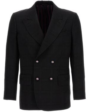Etro Check Double-Breasted Blazer - Black
