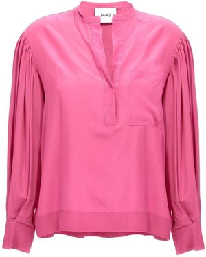 Nude Naakt Zijden Bloshirt - Roze