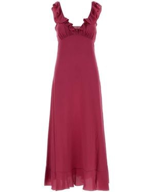 Chloé Tyrian Crepe Dress - Red