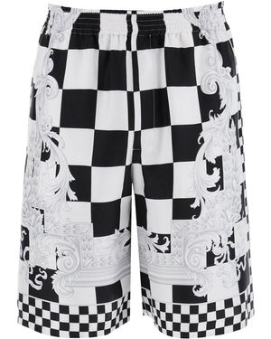 Versace Bedrukte Silk Bermuda Shorts Set - Wit
