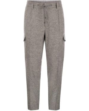 Peserico Wool, Silk And Cashmere Jogger Trousers - Grey