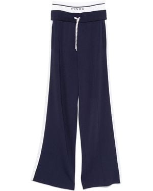 Pinko Sporty Wide Trousers With Side Band - Blue