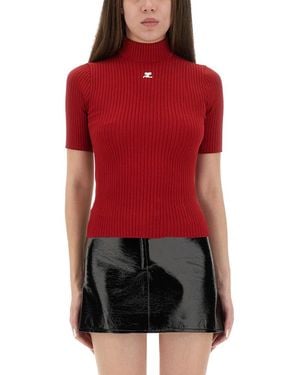 Courreges Reedition" Knitted T-Shirt - Red