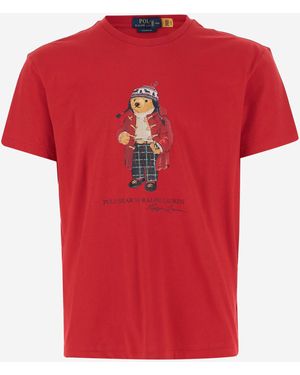Polo Ralph Lauren Cotton Thirt Con Motivo A Palustro - Rosso