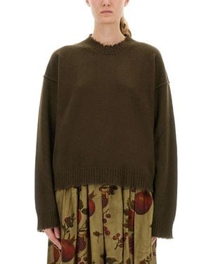 Uma Wang Boxy Cashmere Jumper With Frayed Edge Detail - Green