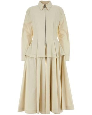 Bottega Veneta Sand Cotton Blend Shirt Dress - White