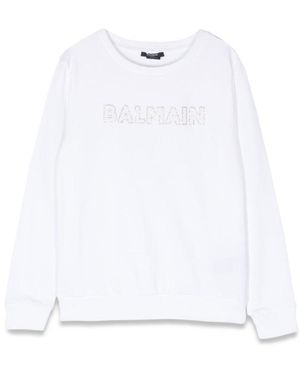 Balmain Logo Crewneck Sweatshirt - White