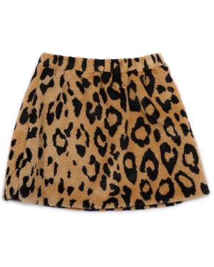 MSGM Fur Animalier Mini Skirt Girl - Natural