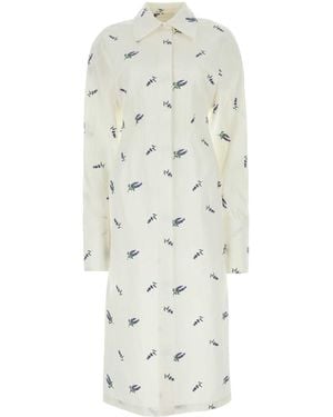 Sportmax Embroidered Linen Blend Briose Shirt Dress - White