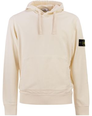 Stone Island Regular Fit Sweatshirt With Hood And Kangaroo Pocket - White