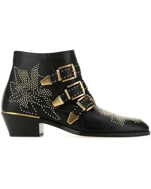 Chloé Boots Susanna Nappa Leather Black Rivets Gold